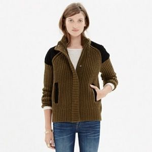 Madewell Uphill Olive Green Ribbed Sweater